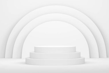 Tek renkli arka planda ürün sergisi için soyut sahne ya da podyum. Ürün sunumu için 3d görüntü oluşturma veya sahnede, kaidede veya platformda kozmetik ürünü gösterme