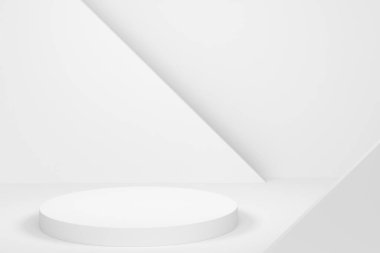 Tek renkli arka planda ürün sergisi için soyut sahne ya da podyum. Ürün sunumu için 3d görüntü oluşturma veya sahnede, kaidede veya platformda kozmetik ürünü gösterme