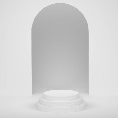 Tek renkli arka planda ürün sergisi için soyut sahne ya da podyum. Ürün sunumu için 3d görüntü oluşturma veya sahnede, kaidede veya platformda kozmetik ürünü gösterme