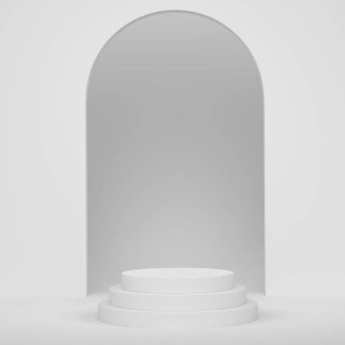 Tek renkli arka planda ürün sergisi için soyut sahne ya da podyum. Ürün sunumu için 3d görüntü oluşturma veya sahnede, kaidede veya platformda kozmetik ürünü gösterme