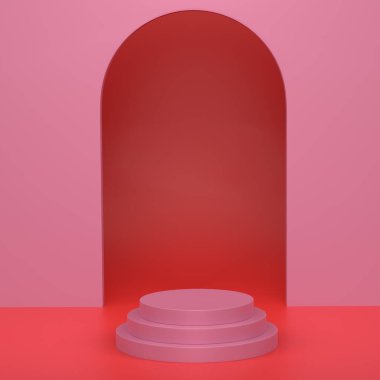Tek renkli arka planda ürün sergisi için soyut sahne ya da podyum. Ürün sunumu için 3d görüntü oluşturma veya sahnede, kaidede veya platformda kozmetik ürünü gösterme