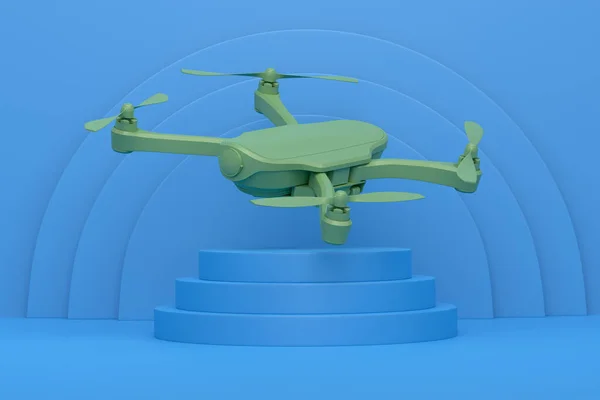 Abstracte Scène Podium Met Drone Quad Copter Met Action Camera — Stockfoto