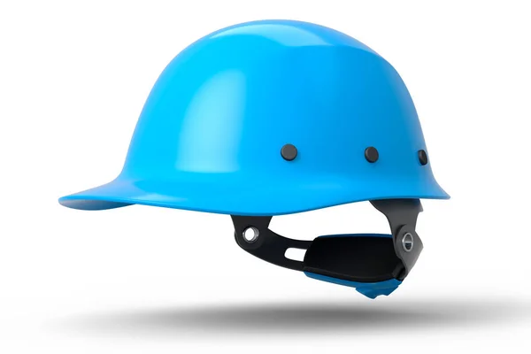白い背景に隔離された青の安全ヘルメットやハードキャップ 3次元レンダリングとヘッドギアとハンディマンツールのイラスト — ストック写真