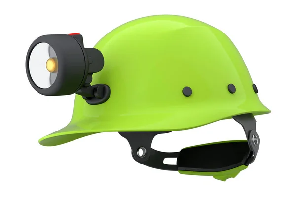 안전모나 전등이 모자가 배경에 분리되어 렌더링 기어와 도구의 — 스톡 사진