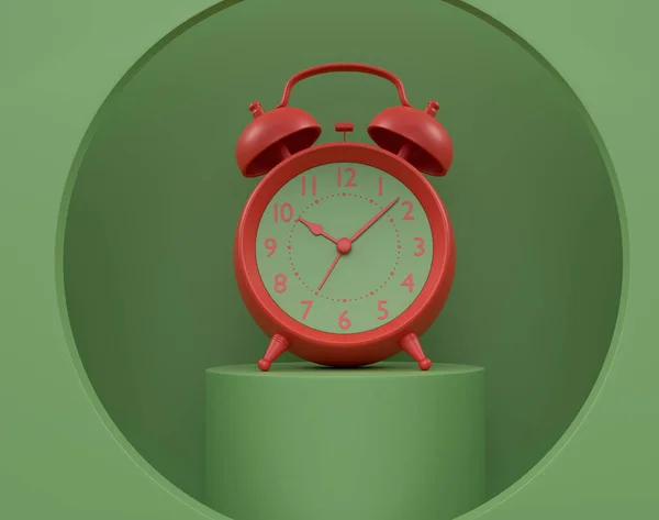 Abstract Scene Podium Product Showcase Alarm Clock Monochrome Background Render — Stock Photo, Image