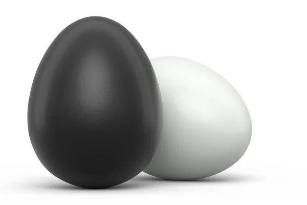 Granja Huevos Blancos Negros Orgánicos Crudos Para Desayuno Mañana Sobre — Foto de Stock