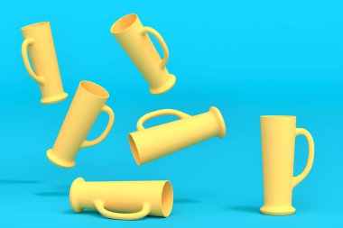 Yeşil monokrom arka planda taze bira bardakları. Tatillerde alkol kullanımı, Ekim Festivali veya Aziz Patrick Günü