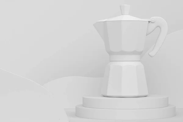 Abstrakte Szene Oder Podium Mit Italienischer Geysir Kaffeemaschine Auf Monochromem — Stockfoto