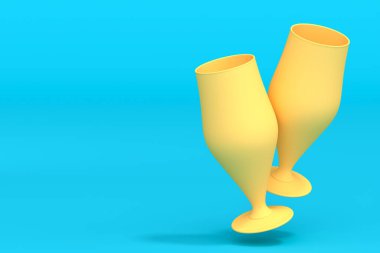 Yeşil monokrom arka planda sarı bira bardakları. Tatillerde alkol kullanımı, Ekim Festivali veya Aziz Patrick Günü