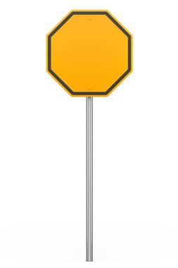 Beyaz arka planda izole edilmiş direkteki yol işaretleri. Sokak trafik işaretinin 3d modelleme şablonu