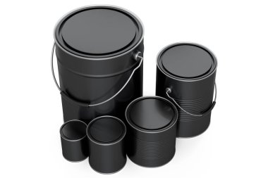 Beyaz arka planda metal kutu ya da kova boya desenleri var. 3D yenileme konsepti ve DIY onarımı