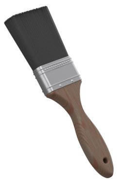 Tamir işleri için boya fırçası ve beyaz arka planda izole edilmiş inşaat. 3 boyutlu yenileme konsepti ve iç tasarım