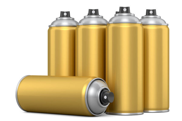 Set of spray paint cans isolated on white background. 3d render spray paint bottle and dispenserCan of spray paint isolated on white background. 3d render spray paint bottle and dispenser