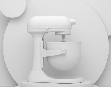 Tek renkli arka planda mikserli ürün vitrini için soyut sahne ya da podyum. Ürün sunumu için 3d görüntü oluşturma veya mutfak aletleri ürününü sahnede, kaidede veya platformda göstermek