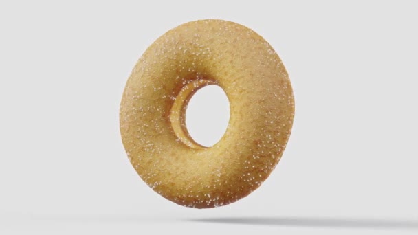 Çikolata Kaplı Donut Beyaz Arka Planda Dönen Parçacıklar Tasvir Pasta — Stok video