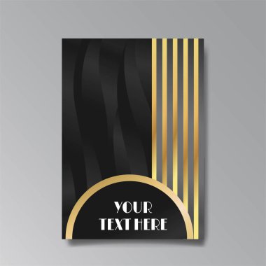 Art Deco lüks şablonu altın siyah A4 sayfası, menü, kart, davetiye, güneş ve şehir ışıkları Art deco Art Nuovo tarzı, güzel arka plan, Retro mistik ve okült el ilanı