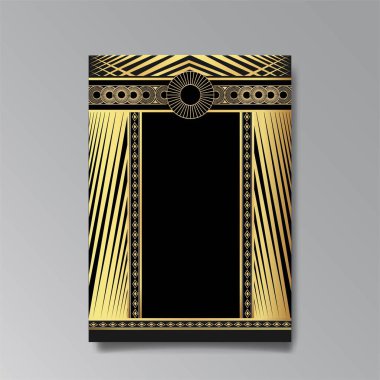 Art deco düğün davetiyesi. Randevu kartı sanat nuevo 'sunu sakla. Lüks klasik antika kart tasarımı. VIP daveti, Gatsby partisi davetiyesi. Teşekkür ederim. Vektör vintage çizimi