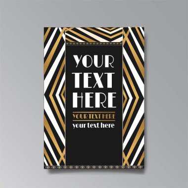 Art deco düğün davetiyesi. Randevu kartı sanat nuevo 'sunu sakla. Lüks klasik antika kart tasarımı. VIP daveti, Gatsby partisi davetiyesi. Teşekkür ederim. Vektör vintage çizimi