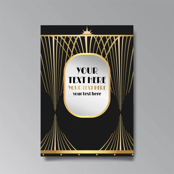 Art Deco Lyx Mall Gyllene Svart Sida Meny Kort Inbjudan — Stock vektor