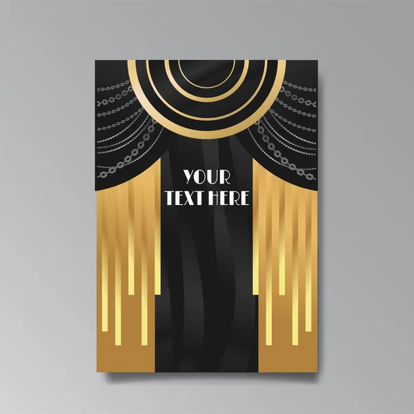 Art Deco Πολυτελές Πρότυπο Χρυσή Μαύρη Σελίδα Μενού Κάρτα Πρόσκληση — Διανυσματικό Αρχείο