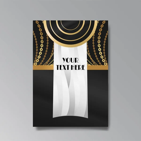 Plantilla Lujo Art Deco Golden Black Página Menú Tarjeta Invitación — Archivo Imágenes Vectoriales