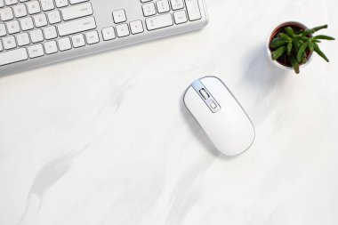 PC keyboard and mouse, white computer equipment