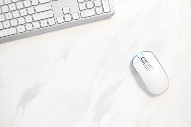 PC keyboard and mouse, white computer equipment