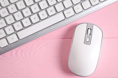 PC keyboard and mouse, white computer equipment