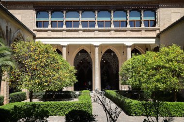 Aljaferia Sarayı, ortaçağ mimarisi, Zaragoza, İspanya, Nisan 2023