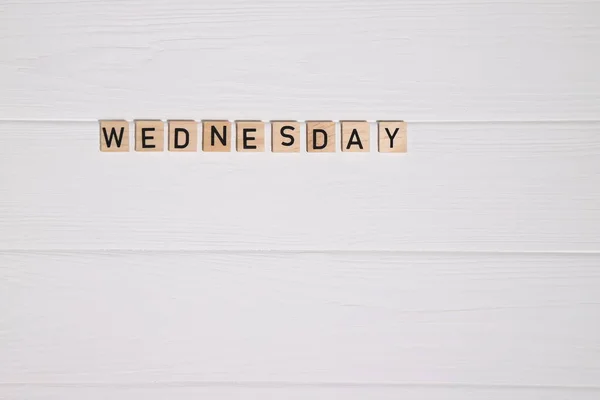 Wednesday Week Day Name White Wooden Background Copy Space — Stock Photo, Image
