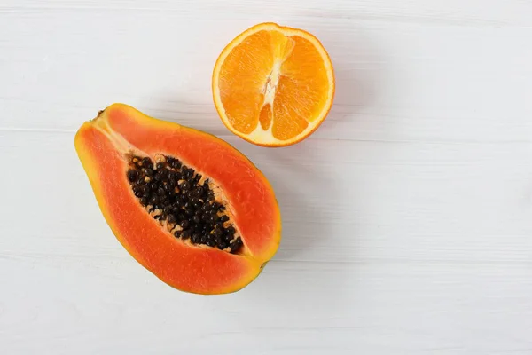 Papaya Orange Fruits White Background — Stock Photo, Image