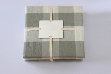 Yatak örtüsü pamuk kare desen, rahat ev tekstil arka planı