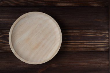 Ahşap tabak modeli, masadaki boş yemek şablonu