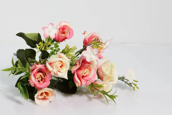 Artificial  fake plastic flowers, plant for decoration, pink roses bouquet