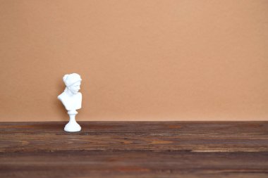 Beyaz mermer heykel ahşap arka planda büstü, model