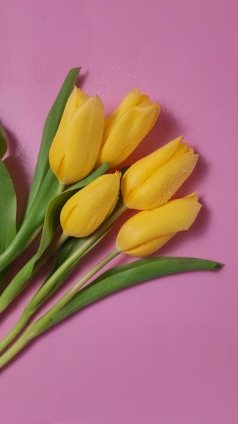 Букет Квітів Жовтих Тюльпанів Квітковий Магазин — стокове відео