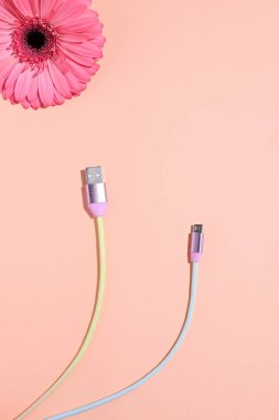 Renkli şarj kablosu, teknoloji için usb buji bağlantısı