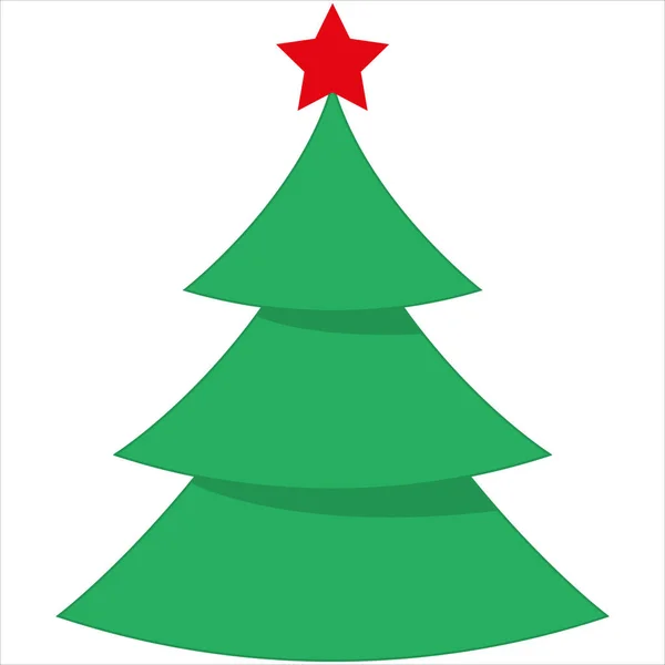 Üzerinde kırmızı bir yıldız olan bir Noel ağacı simgesi.