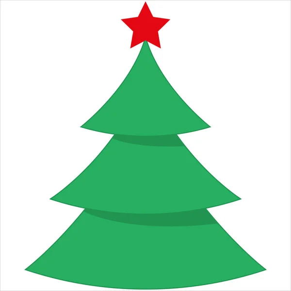Icono Árbol Navidad Con Una Estrella Roja Parte Superior — Archivo Imágenes Vectoriales