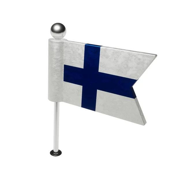 芬兰的国旗 旗子形状的板销 3D渲染 — 图库照片
