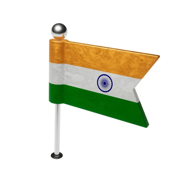 印度国旗 旗子形状的板销 3D渲染 — 图库照片