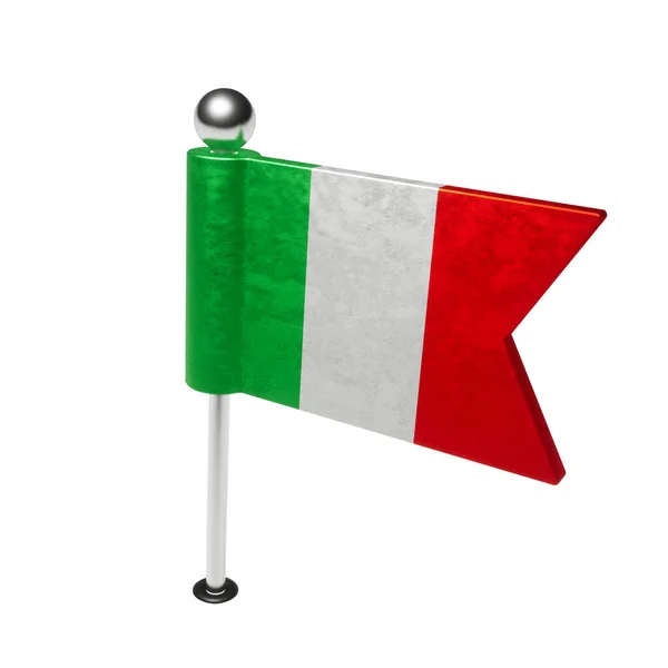 Flaga Włoch Szpilka Kształcie Flagi Renderowanie — Zdjęcie stockowe