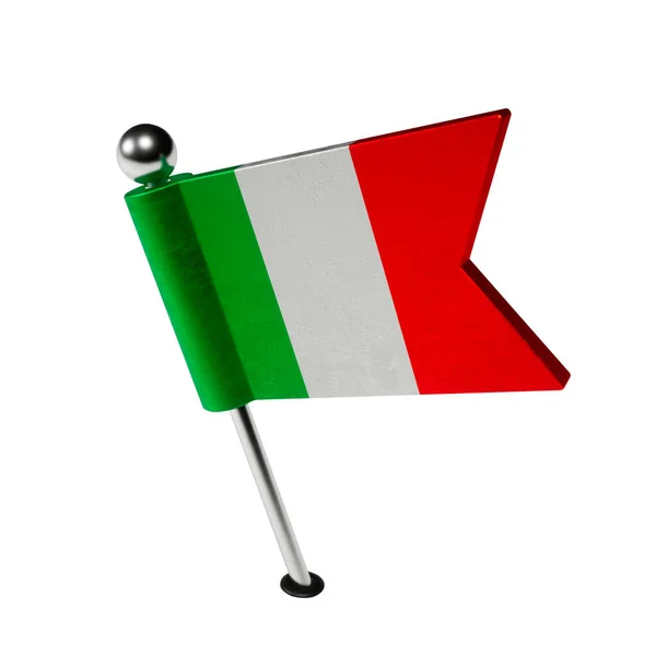 Bandiera Italia Spilla Forma Bandiera Bandiera Inclinata Sinistra Render — Foto Stock