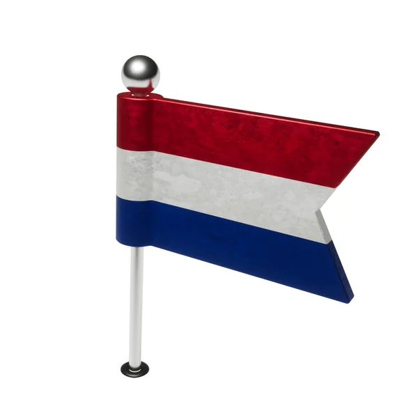 Bandeira Dos Países Baixos Pino Bordo Forma Bandeira Renderização — Fotografia de Stock