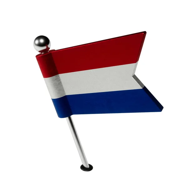 荷兰的国旗 旗子形状的板销 旗子向左倾斜 3D渲染 — 图库照片