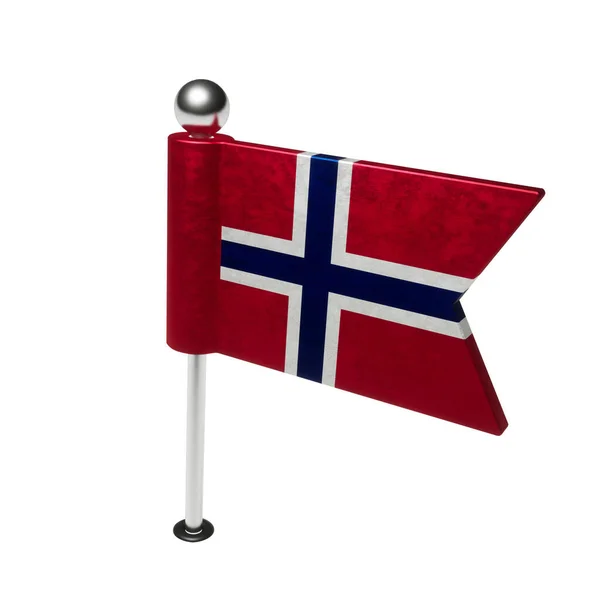 Норвежский Флаг Штифт Форме Флага Render — стоковое фото