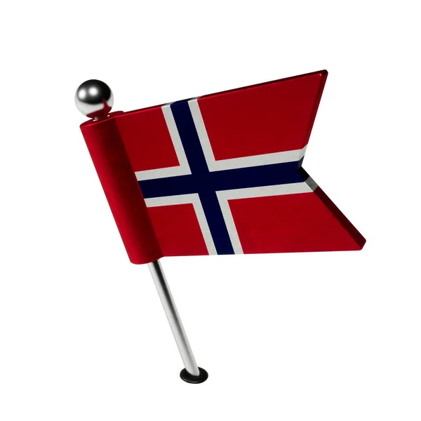 Norweska Flaga Szpilka Kształcie Flagi Flaga Jest Przechylona Lewo Renderowanie — Zdjęcie stockowe