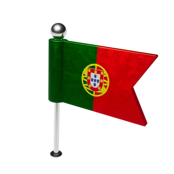 葡萄牙的国旗 旗子形状的板销 3D渲染 — 图库照片
