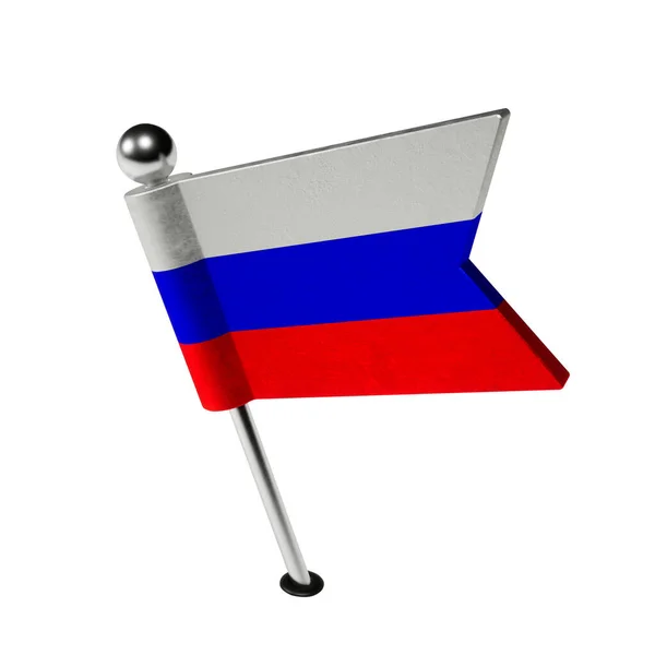 ロシアの国旗 旗の形をした板ピン 旗は左に傾いている 3Dレンダリング — ストック写真