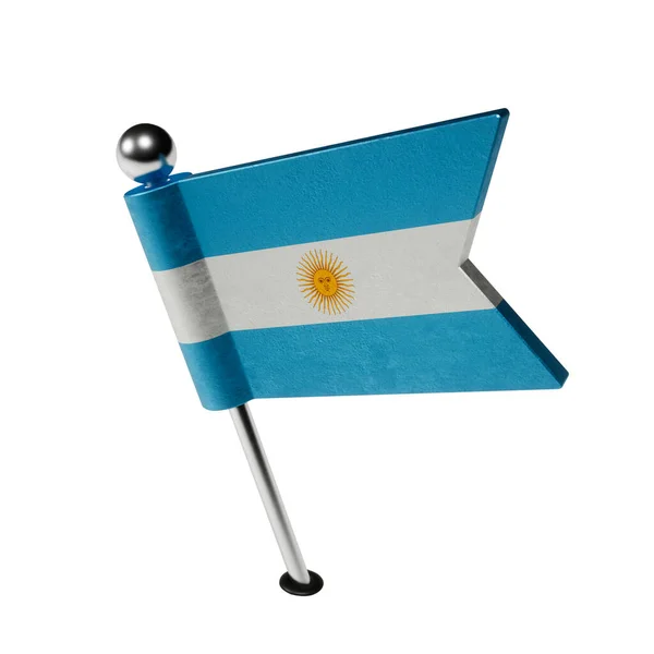 Флаг Аргентины Штифт Форме Флага Флаг Наклонен Влево Render — стоковое фото